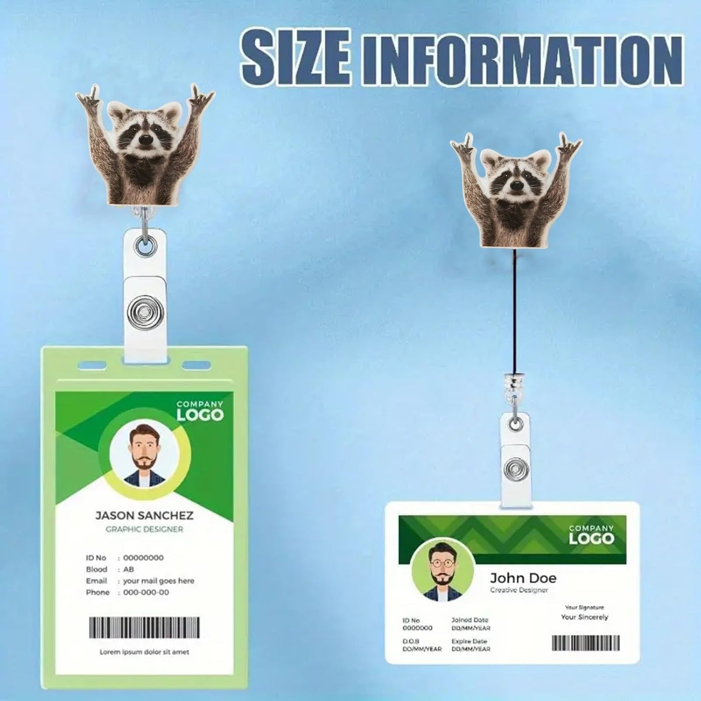 Generic Funny Raccoon Retractable Acrylic Alligator Badge Reel Clip