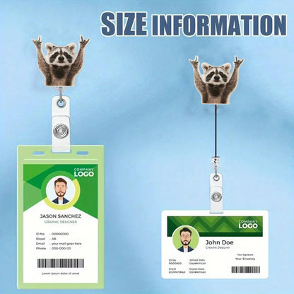 Generic Funny Raccoon Retractable Acrylic Alligator Badge Reel Clip