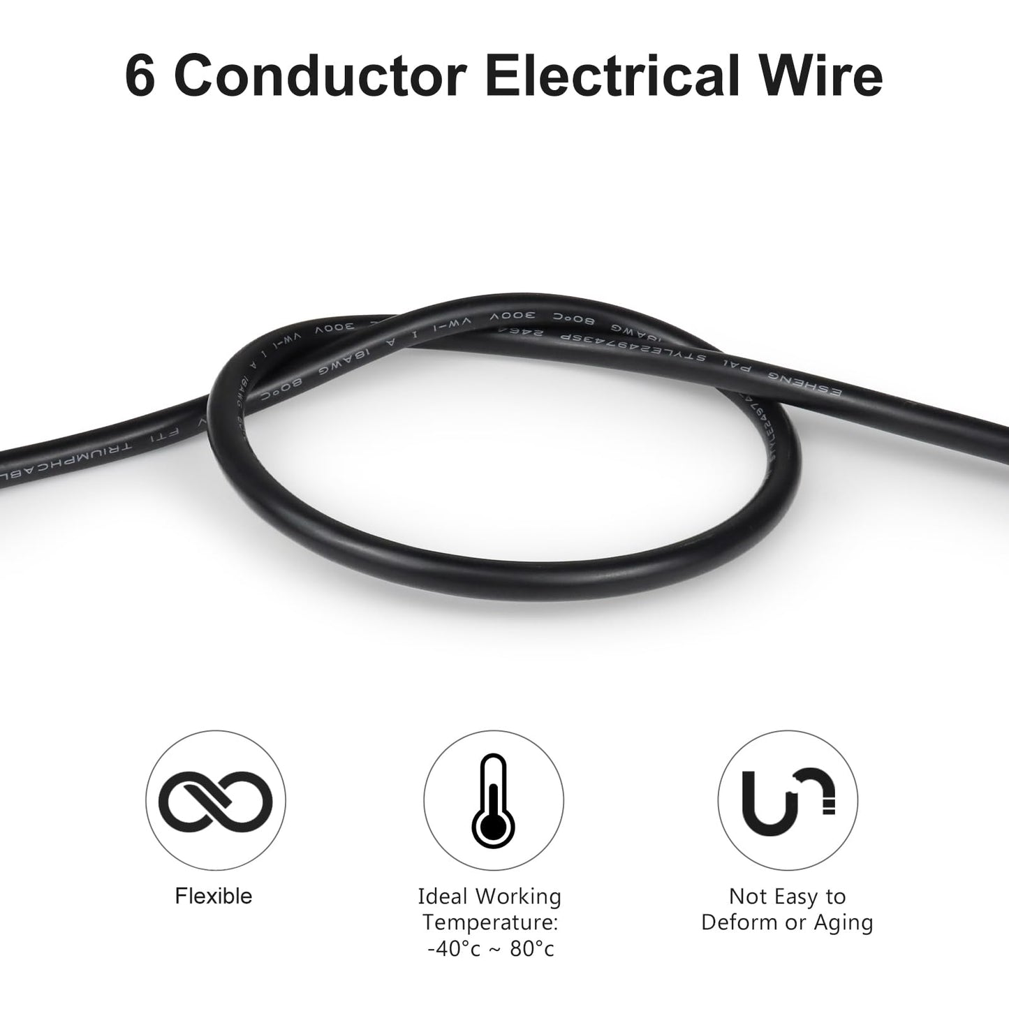LEDLampsWorld 20 Gauge 7 Conductor Electrical Wire 32.8FT PVC Thermostat Wire