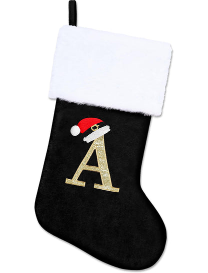 OLIKER 20in Monogram Christmas Stockings Red Velvet White Plush Cuffs Size M