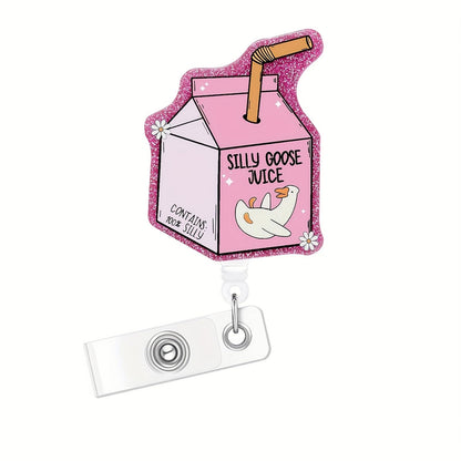 CHAONENG Funny Pink Silly Goose Badge Reel Retractable Clip Medical Nurse ID