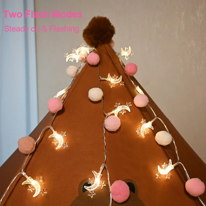 ChiRee Indoor String Lights 6.56ft 20 LED Battery Operated Warm White Pom Poms