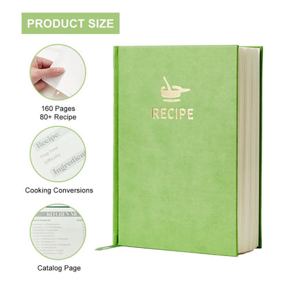 TSFPapier Hardcover Recipe Book 7x9.6in B5 160 Pages Leather Cover DarkRed