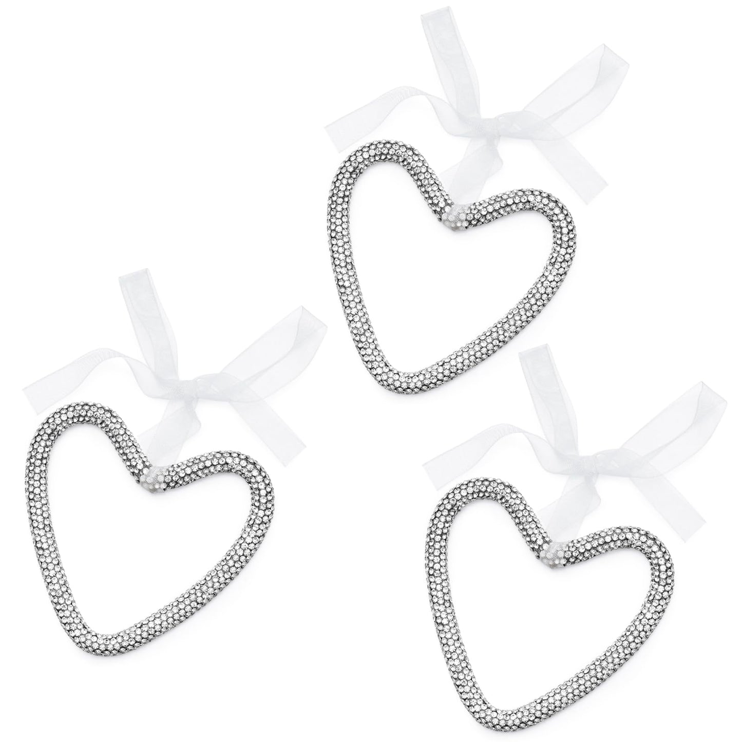 Mrchtmas Christmas Silver Bow Ornament 2025 Heart Rhinestones 1 Pc