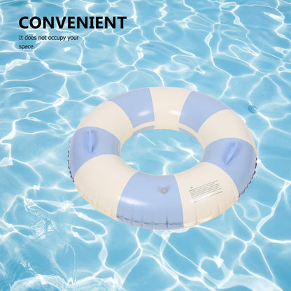 Garneck Inflatable Swimming Ring 32.3'' Retro Striped Blue PVC Adult Float