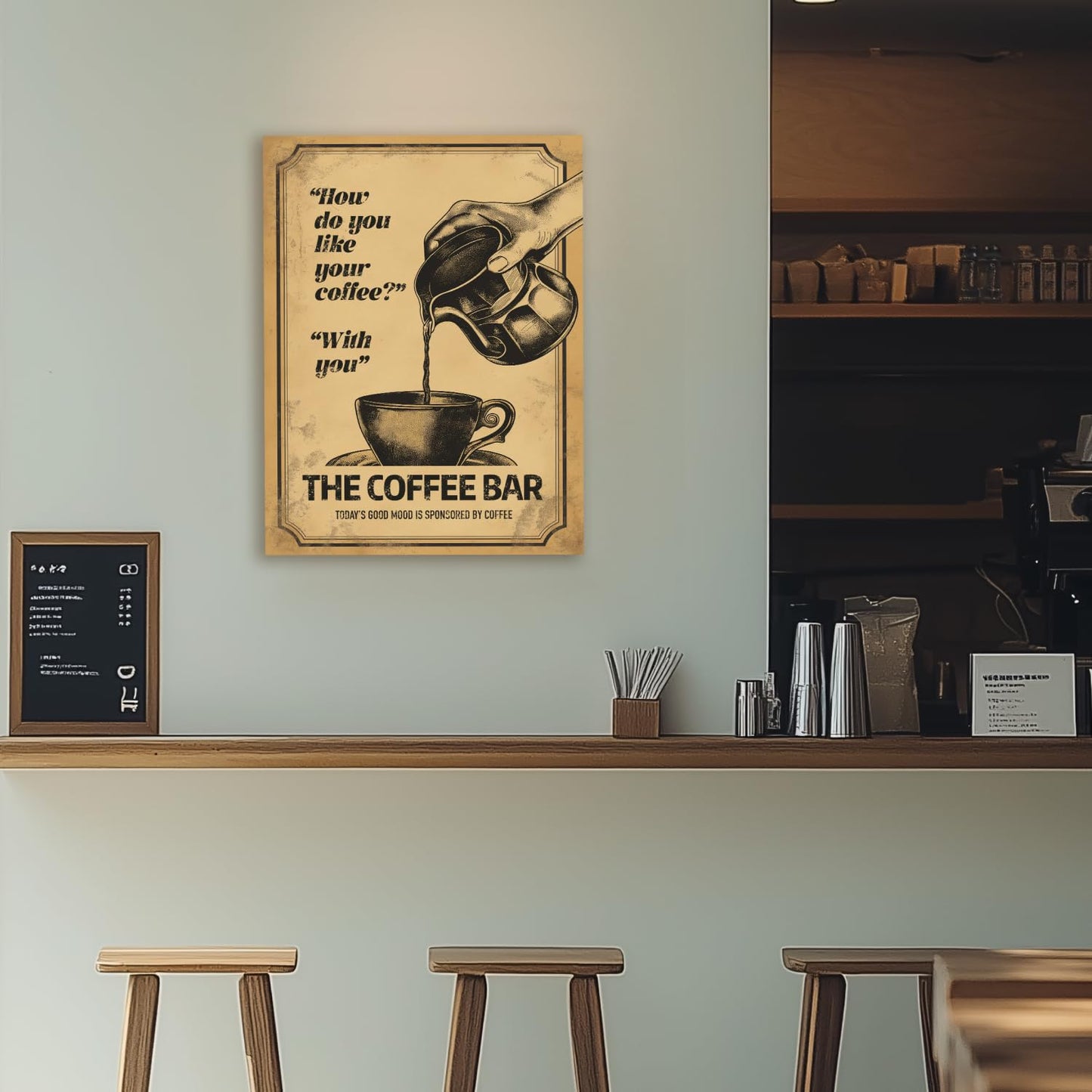 HTTART Vintage Coffee Canvas Wall Art 12x16 Set of 2 Retro Brown