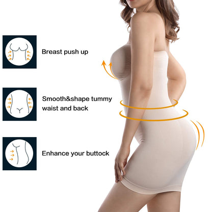 MD Women's Strapless Full Body Slip Shaper Seamless Nude Size Large