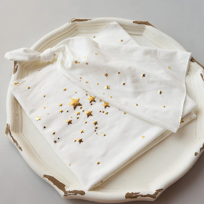 Zeroest Newborn Photography Wraps with Gold Stars Navy Size Crib
