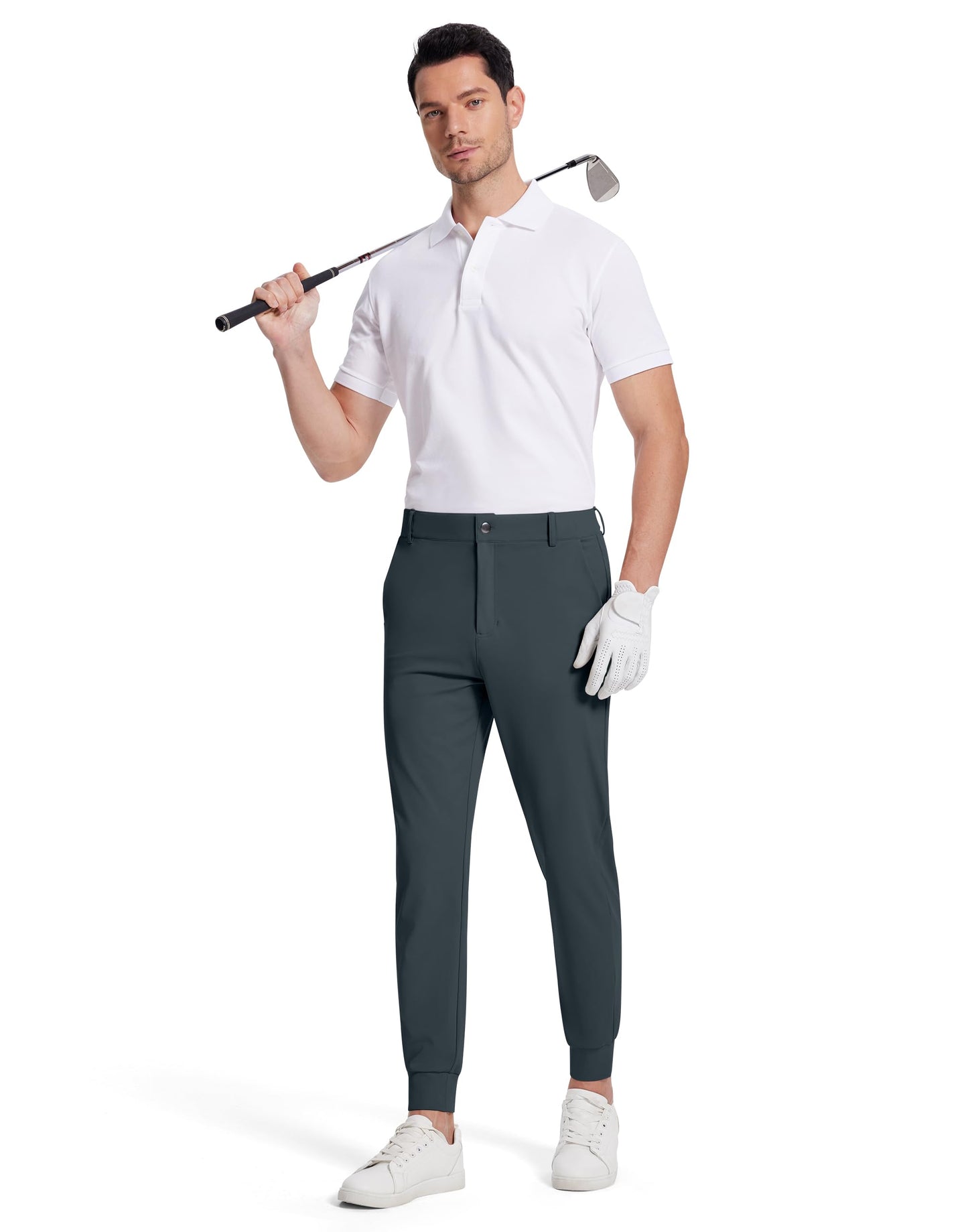 SERAMY Men's Golf Joggers Slim Fit Stretch Sweatpants Black Size L
