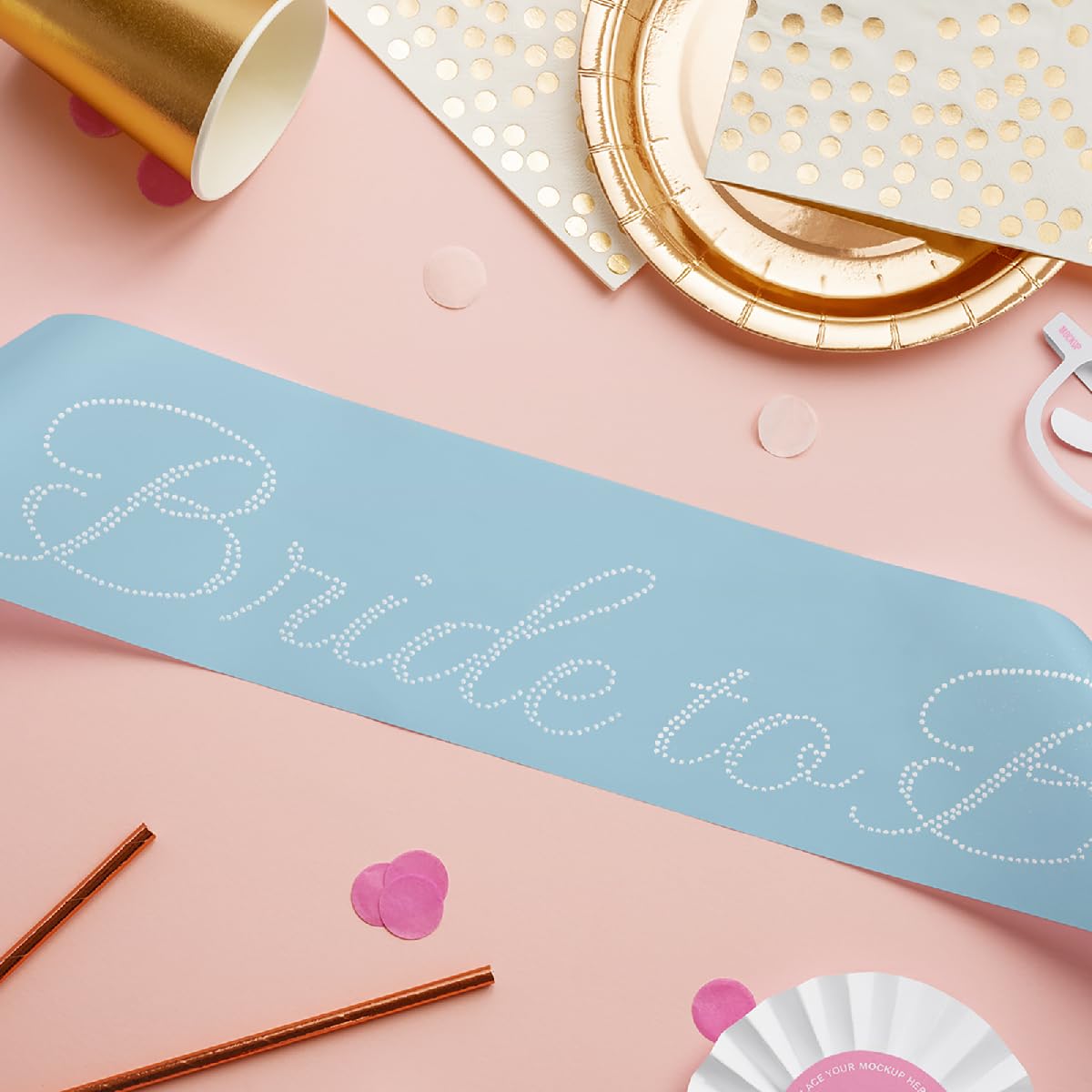 Vonlynfay Bride To Be Sash Blue White Wedding Letter Print Accessory