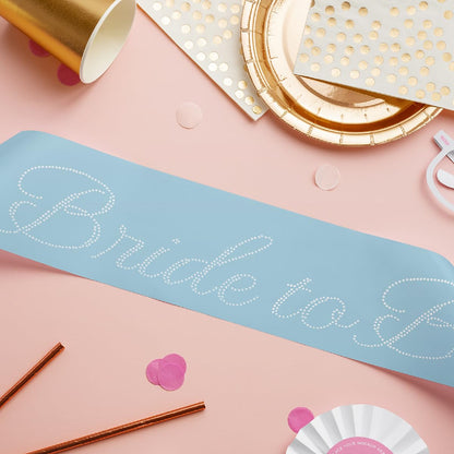 Vonlynfay Bride To Be Sash Blue White Wedding Letter Print Accessory