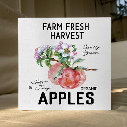 ENGVZ Apple Decor Wooden Box Sign Rustic Farmhouse Kitchen Bathroom 1x4x6in