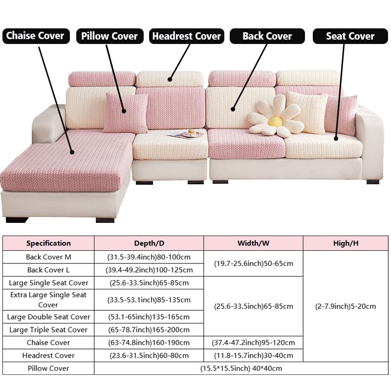 Disayu Sofa Couch Cover Stretch Washable Slipcover Beige Large Double Seat