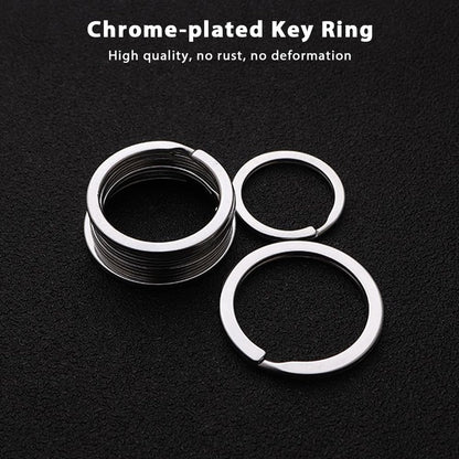 Biyrly Stainless Steel Round Keyrings 1.5-25mm Silver 10 Pack