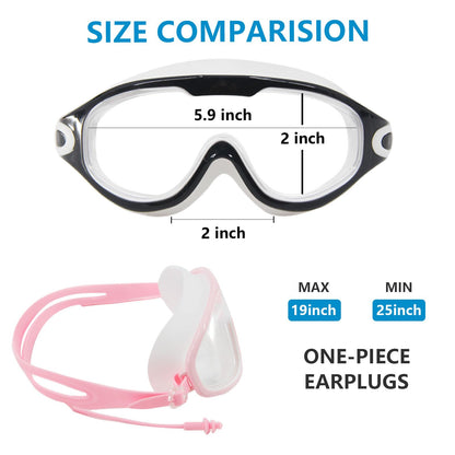 DCRWVCTON Adult Swim Goggles 2 Pack Anti-Fog Leak-Proof Clear with Ear Plugs
