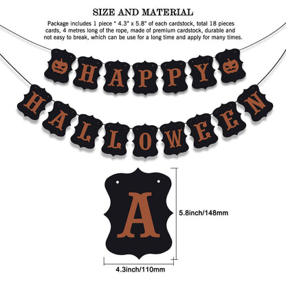 ERKOON Happy Halloween Banner Bunting Pumpkin Sign Wall Decor Party