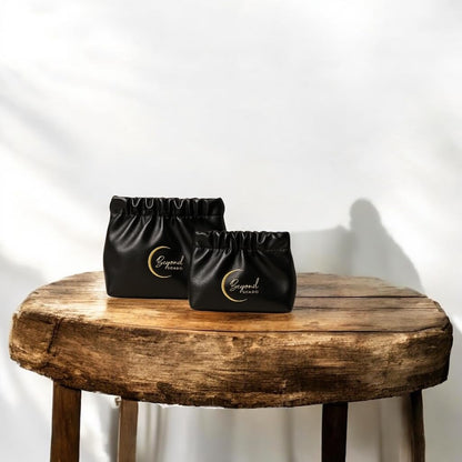 Beyond Shadow Brand Wrinkled 2-Pouch Travel Makeup Bag Black Small & Medium