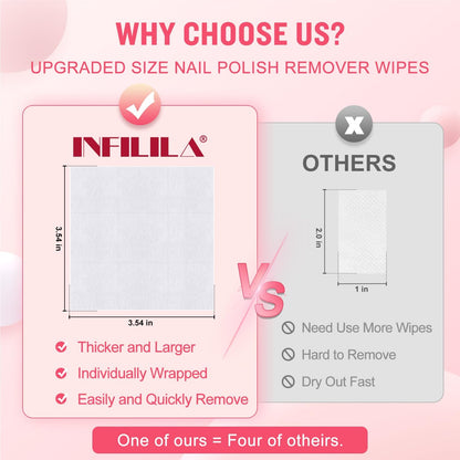 BestBy10/26 NXJ INFILILA Nail Polish Remover Pads Big Size 50 PCS
