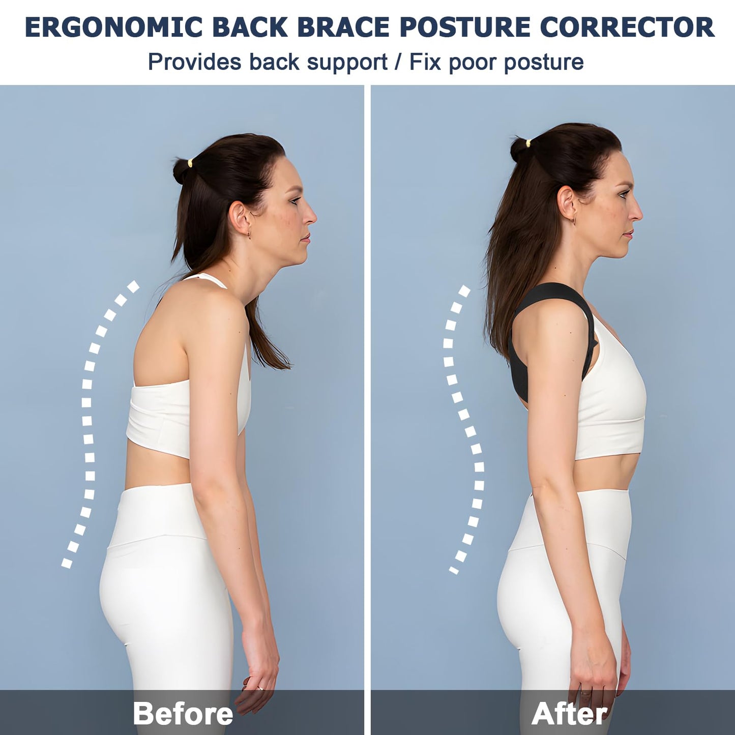 OFISKY Adjustable Posture Corrector Back Brace Pain Relief Black Size L
