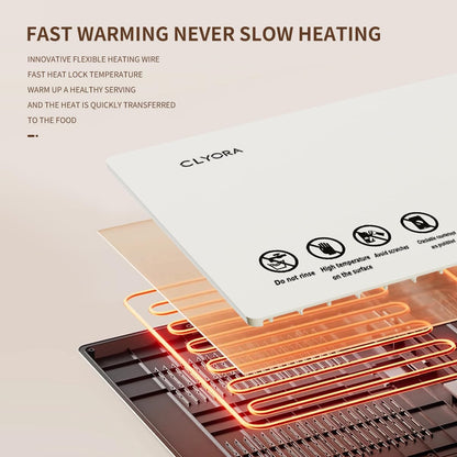 CLYORA Electric Warming Tray 23x15in Food Grade Silicone 5 Temp Auto Shut-Off