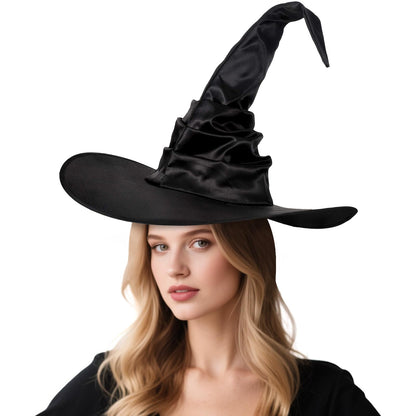 Leuceiy Halloween Witch Hat Black Polyester One Size Women Costume Accessory
