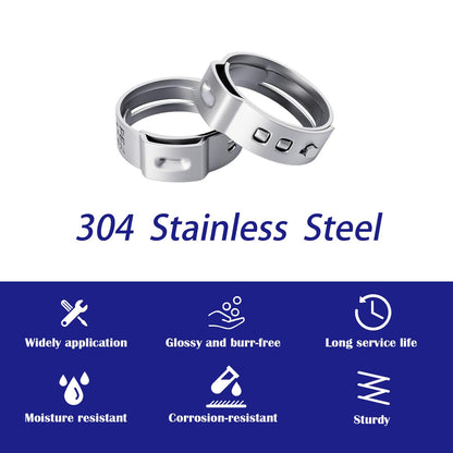 HayEastdor 50PCS 1/2" PEX Cinch Crimp Clamp Rings 304 Stainless Steel