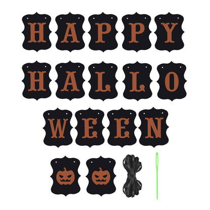 ERKOON Happy Halloween Banner Bunting Pumpkin Sign Wall Decor Party