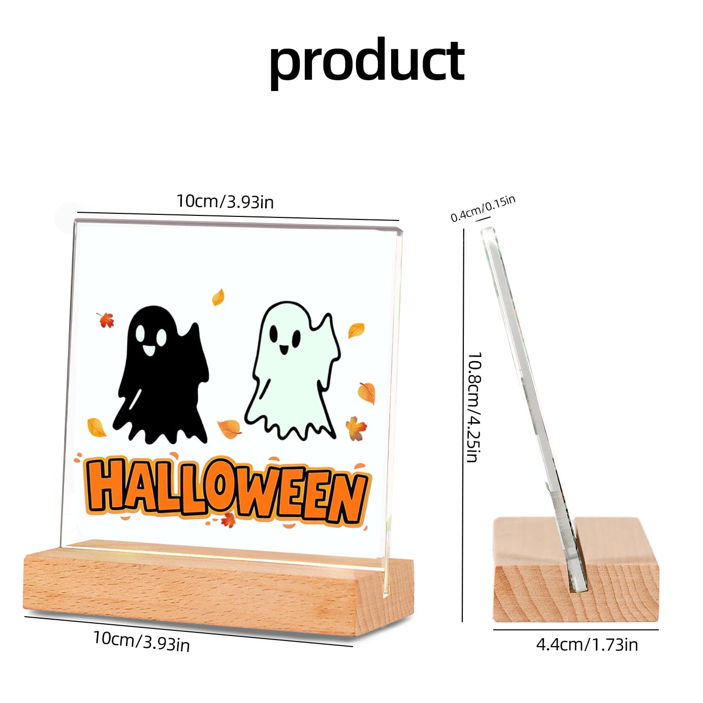 YouerCrystal Halloween Sign Colorful Glass Ghost Decor 3.94 Inch