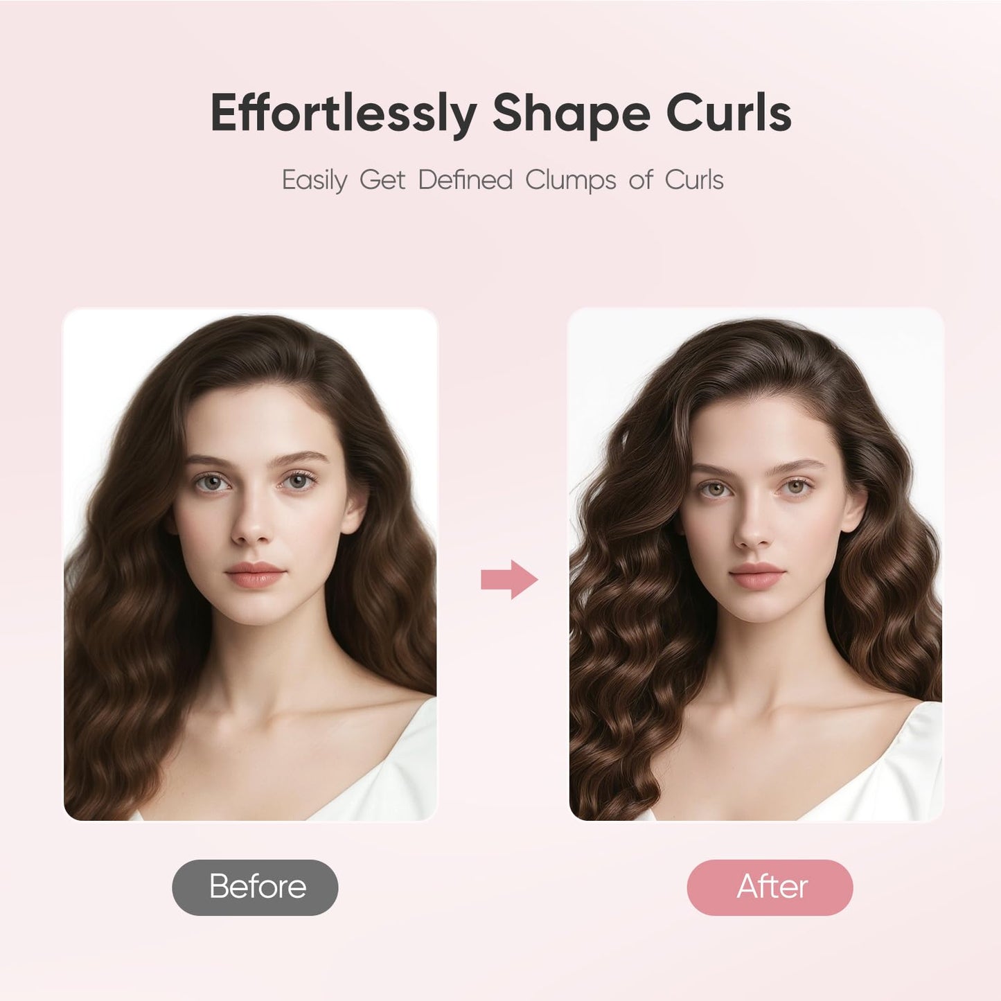 AM 8:00 Curly Hairbrush Curl Defining Voluming Styling Tool Pink