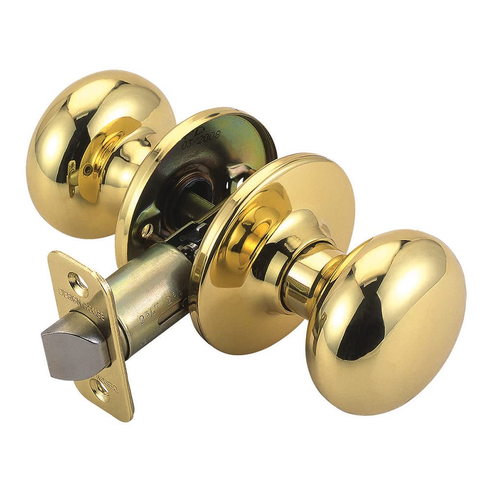Design House Cambridge 2-Way Latch Passage Door Knob Polished Brass