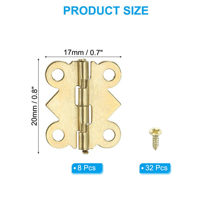 PATIKIL Jewelry Box Hinges 3/4 Inch 8 Pack Gold with Screws Butterfly