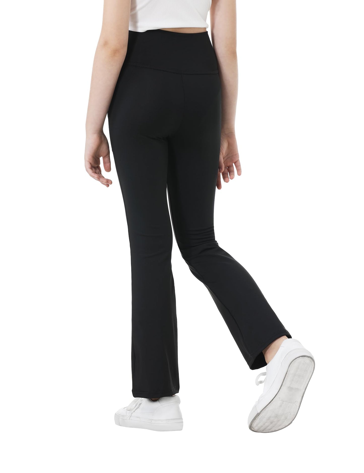 Kirinkylin Girls Flare Leggings 2 Pack V Cross Bootcut Pockets Black Size 10-11