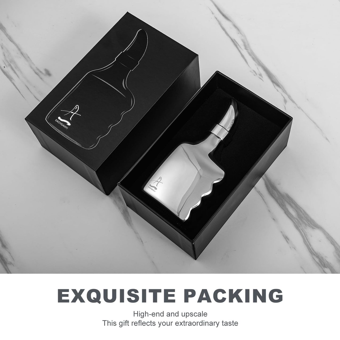 DAOYIDANYI 6oz Stainless Steel Hip Flask Whiskey Thumbs-up Silver