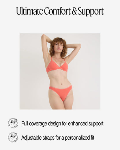 Organic Basics Women's Core Full Coverage Underwire Bra Sunset Size 36D