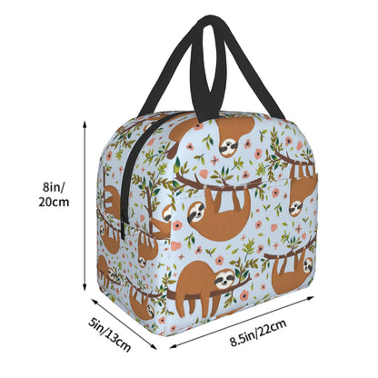 Giwawa Sloth Insulated Lunch Box 8 Capacity Blue Cartoon Animal Flower Trees
