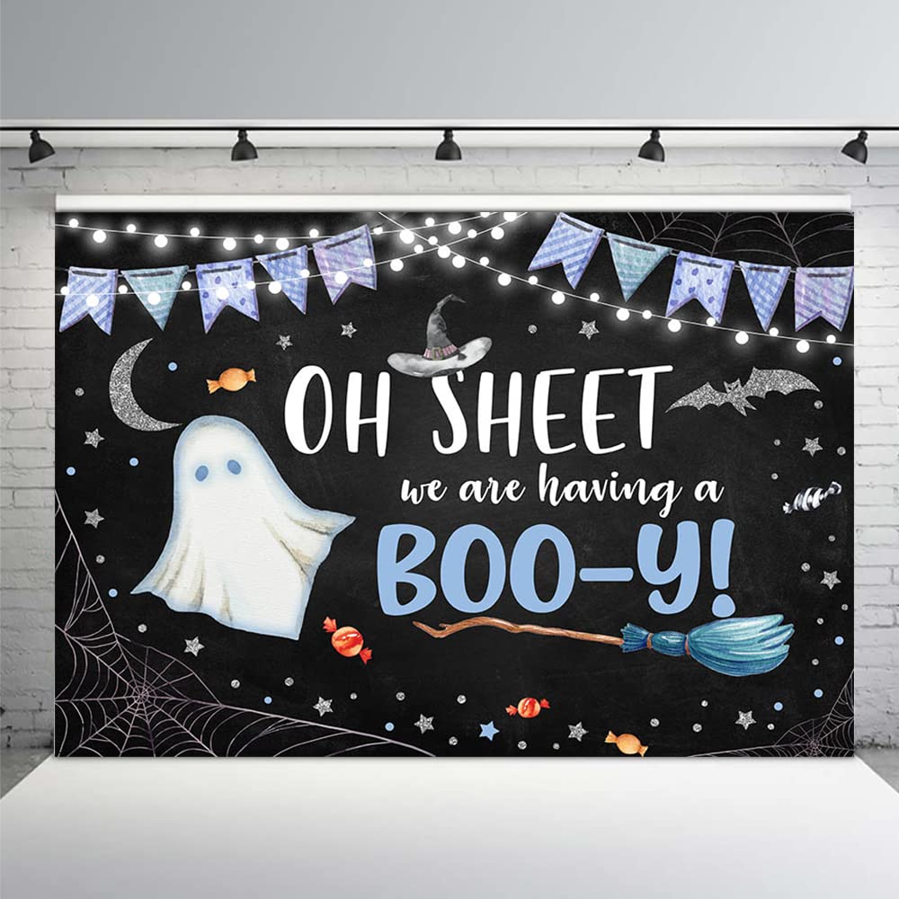 MEHOFOND Halloween Baby Shower Party Backdrop Purple Vinyl 7x5ft