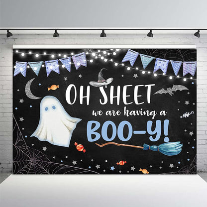 MEHOFOND Halloween Baby Shower Party Backdrop Purple Vinyl 7x5ft