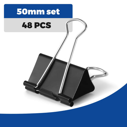 Eclirgan Large 1.9-Inch Heavy-Duty Black Binder Clips 48-Pack