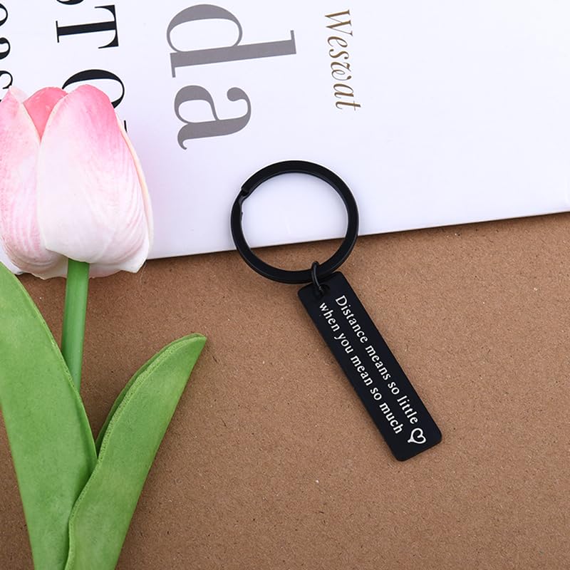 yaozeio Long Distance Relationship Keychain Gift for Couples Black Unisex