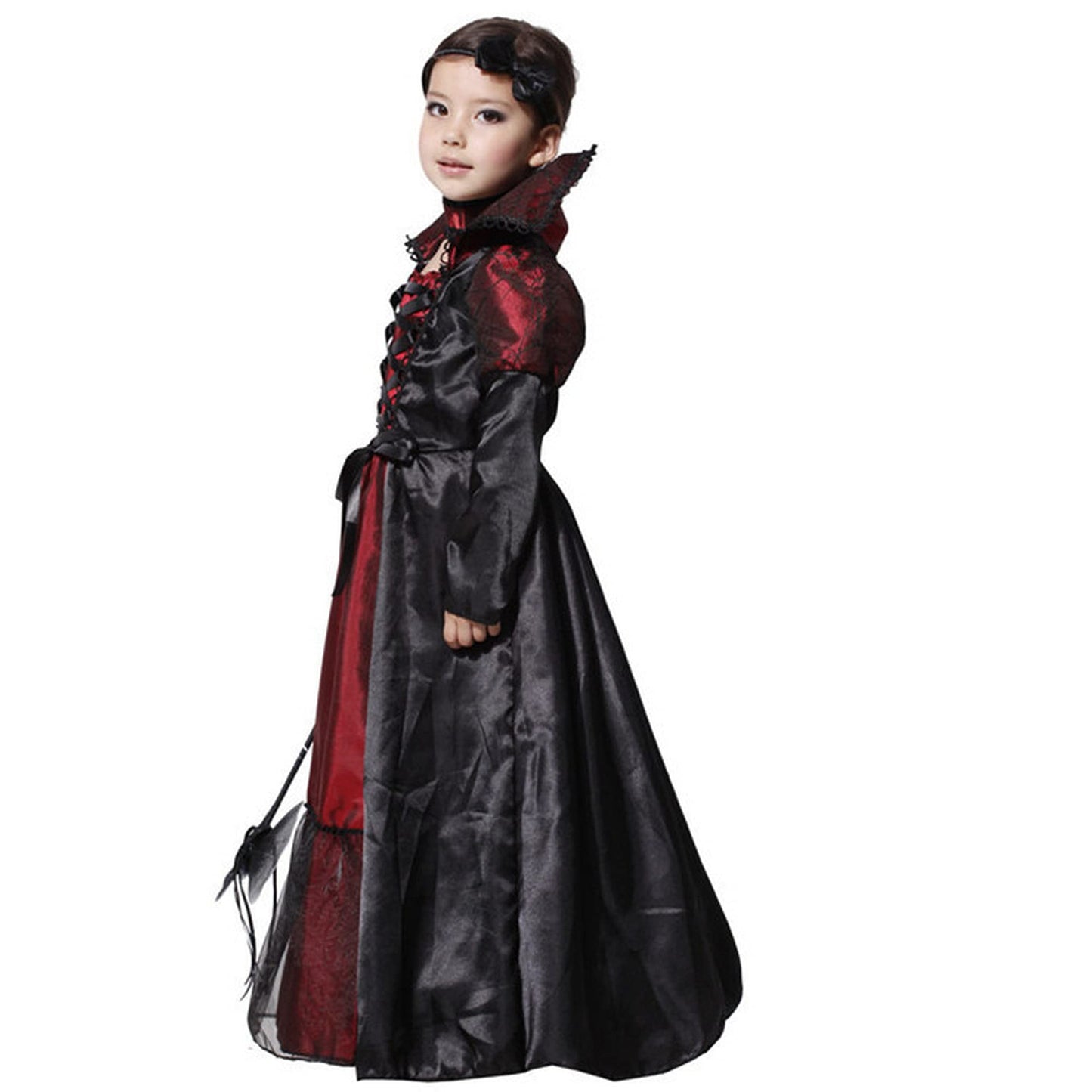 DNQCOS Girls Gothic Vampire Vampiress Dress Costume Black Size 4-6 Years