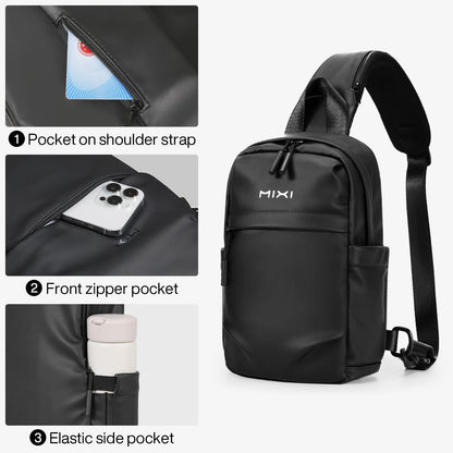 mixi EliteSeries Sling Bag Small Waterproof Crossbody Black 11-Inch