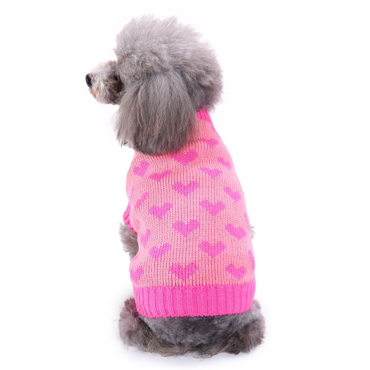 Pet Bone Stripe High Neck Christmas Sweater