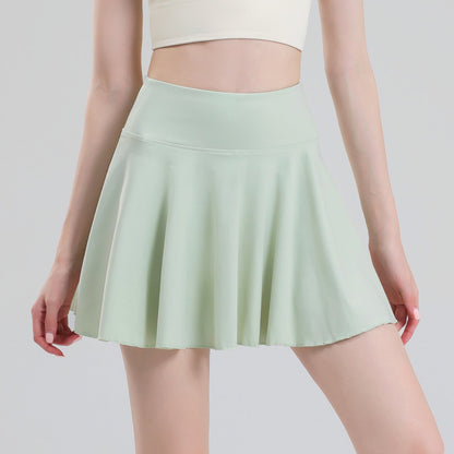 Tennis skirt women's yoga white badminton pleated skirt quick drying anti glare half skirt
