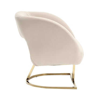 COOLMORE Upholstered Tufted Living Room Chair Textured Linen Fabric Accent Chair with Metal Stand