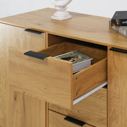 Side panel buffet cabinet with storage room, 47.2 "natural wood color kitchen cabinet with 3 drawers and 2 doors