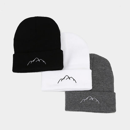 Peak Embroidery Beanie Hat Warm Trendy