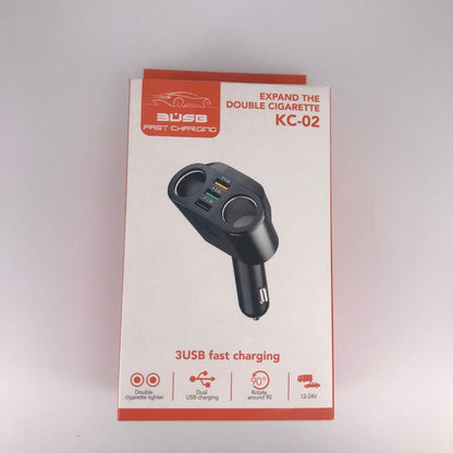 KC-01 car charger with one to two USB ports intelligent digital display QC3.0 fast charging multifunctional car cigarette lighter