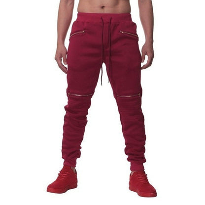 Men's Sports Pants with Double Pockets and Zip Design