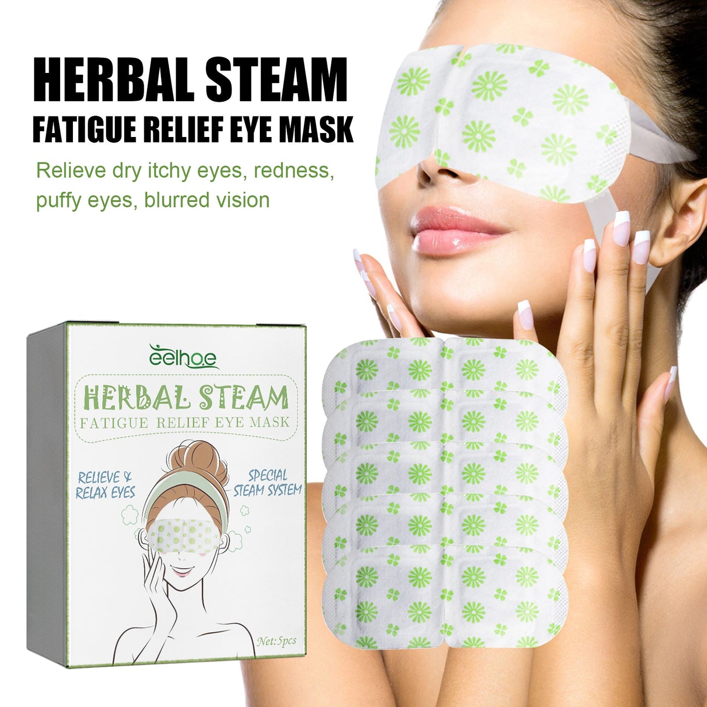 Herbal Steam Fatigue Relief Eye Mask, Relieve Eye Strain And Eye Discomfort Herbal Essence Hot Compress Eye Mask
