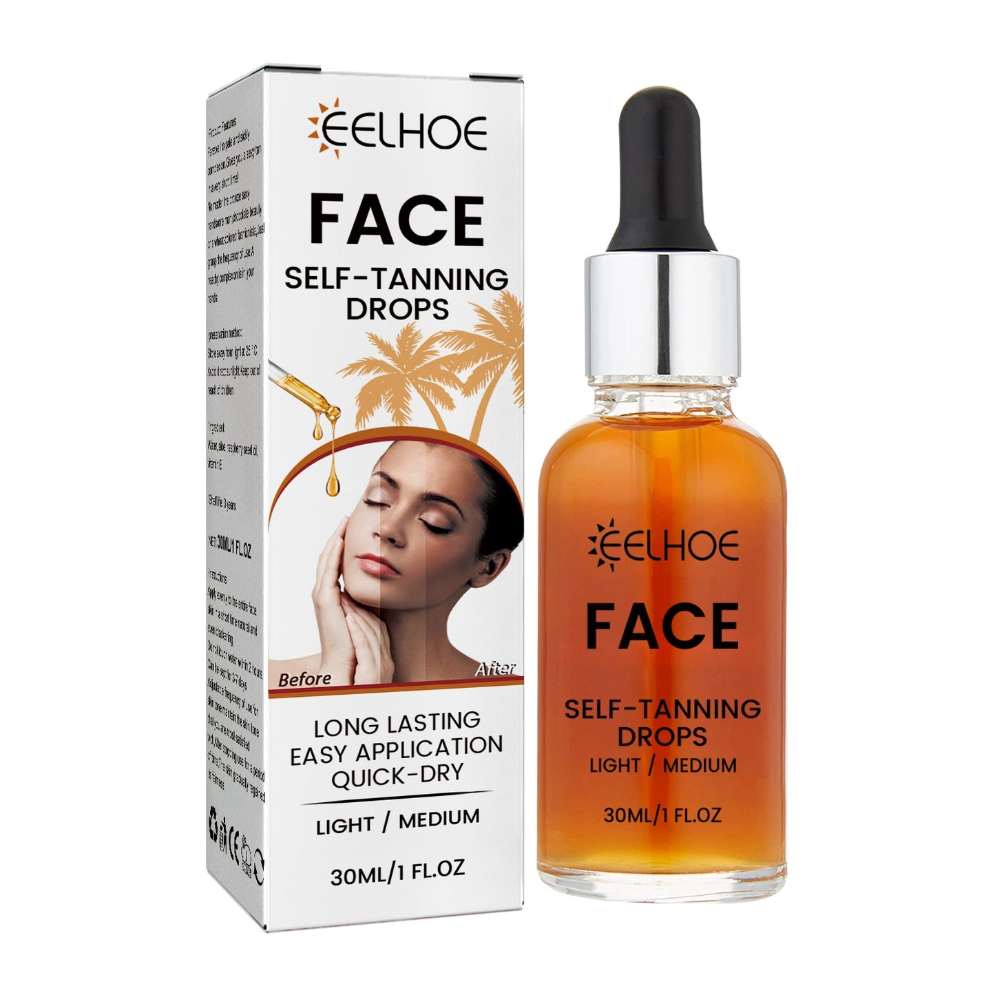 Face Self-Tanning Drops, Natural Fashion Wheat Bronzer Moisturizing Skin Anti-Sunburn Solution